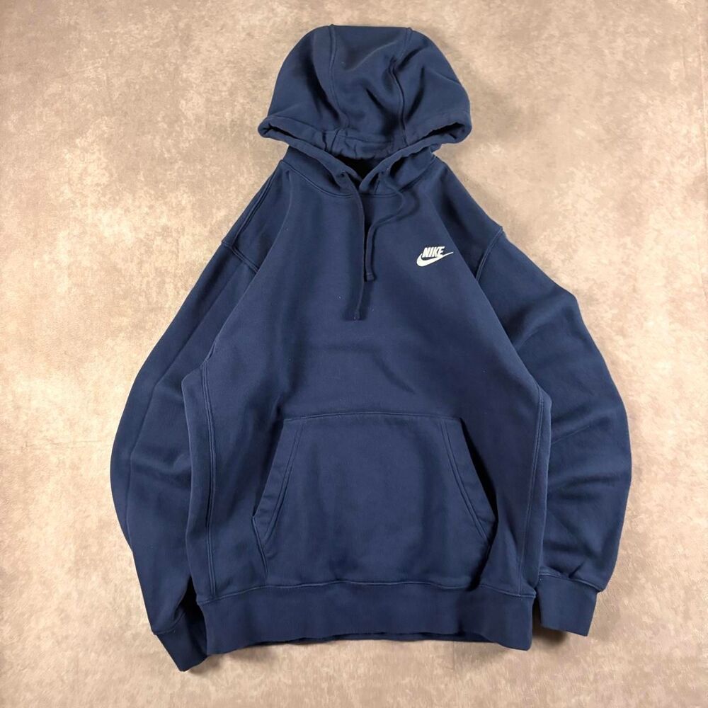 nike club fleece navy blue hoodie